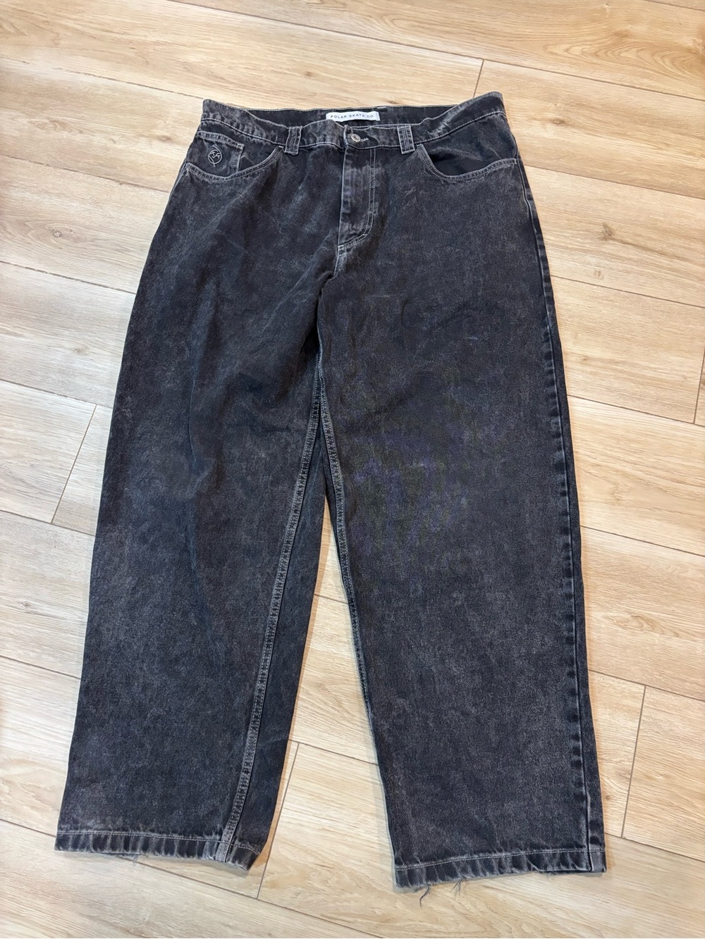 Polar Skate Co Big Boy Jeans Washed Black Gray Baggy Skate XL 38x31 Wide Leg